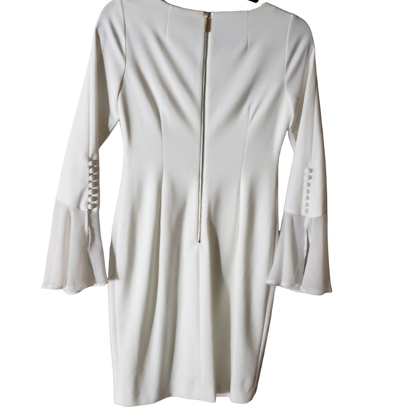 Calvin Klein Petite Women's Bell Sleeve cream lined dress - Picture 2 of 8